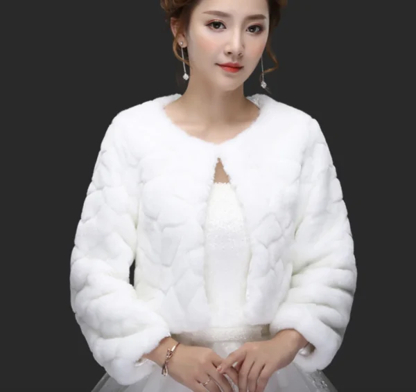 Winter Wedding Bolero Wedding Shawls Bridal Shrug Faux Fur Women Wraps Bridal Jacket Party Coat - Image 2