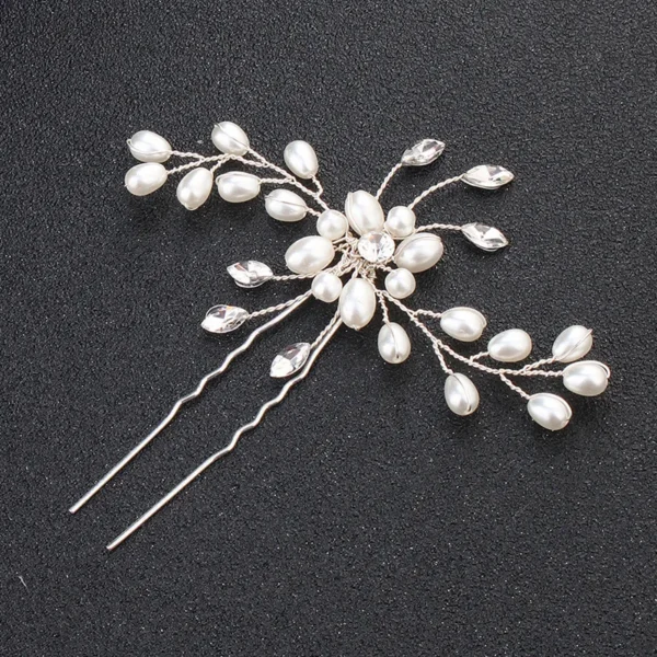 1PC Hot Sale Elegant Bridal Pearl Handmade Flower Beautiful Crystal Hair Accessories Wedding Hair Pins Bridesmaid Bridal Decor - Image 4