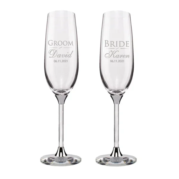 Personalized Champagne Flute Wedding Party Mr and Mrs Champagne Glasses Anniversary Gift for Couple New Years Celebration - Image 8