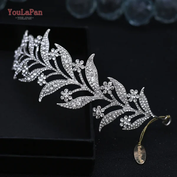 TOPQUEEN Indian Bridal Hair Accessories Alloy Flower Bridal Crowns and Tiaras Silver Hair Pieces Wedding Hair Jewelry HP301 - Image 12