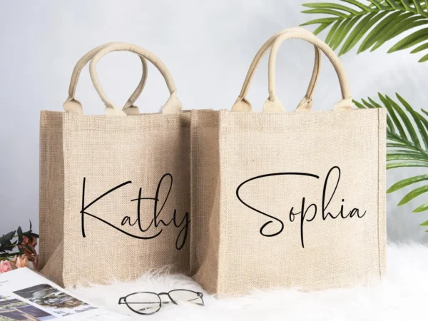 Embroidery Burlap Tote Bag Personalized Burlap Bags Bridesmaid Gifts Bag Custom Monogram Beach Bags Bachelorette Party Wedding - Image 5