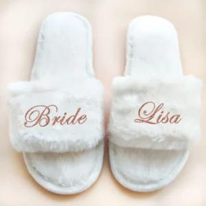 Personalized Wedding Coral Slippers Custom Wedding Bridal Shoes Flat Party Gifts Customized Gift For Guests Ladies Slippers