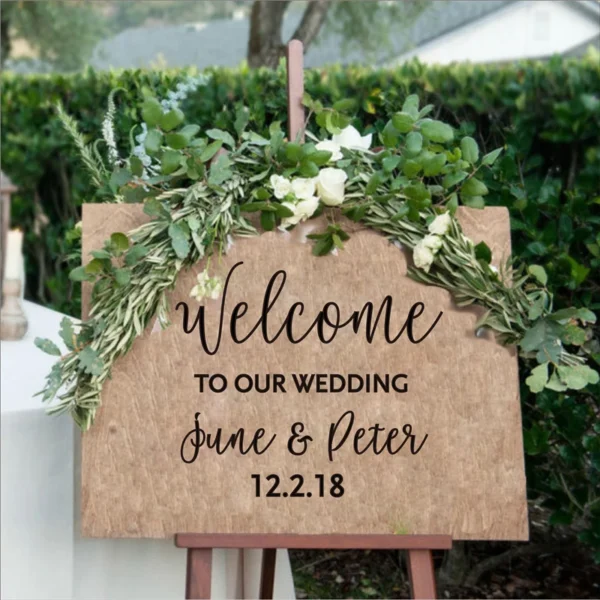 Personalised Wedding Welcome Sticker Sign Bride and Groom Names Wedding Date Customized Vinyl Decal Sticker - Image 6