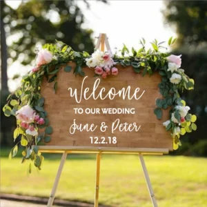 Personalised Wedding Welcome Sticker Sign Bride and Groom Names Wedding Date Customized Vinyl Decal Sticker