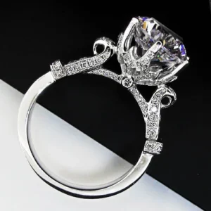 Genuine 18K 750 White Gold Ring Amazing Test REAL 2Ct Round D VVS1 Moissanite Wedding Ring for Women Gold Jewelry