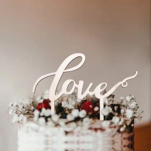 1Pc Hollow Wooden Letter Love Just Married Mr&Mrs Cake Topper Bride and Groom Wedding Cake Topper Engagement Gifts Cake Decor - Image 12