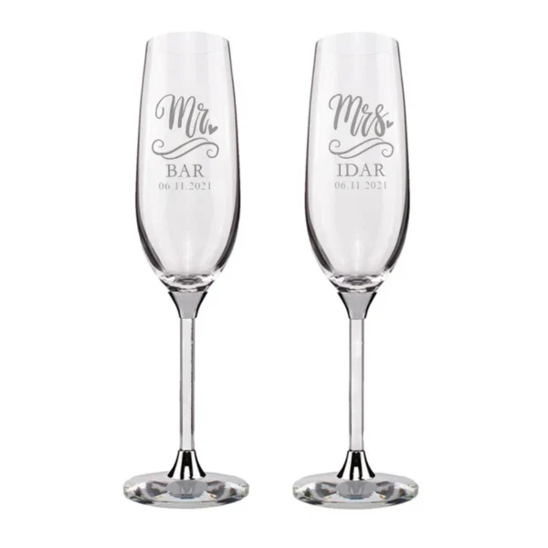 Personalized Champagne Flute Wedding Party Mr and Mrs Champagne Glasses Anniversary Gift for Couple New Years Celebration - Image 12