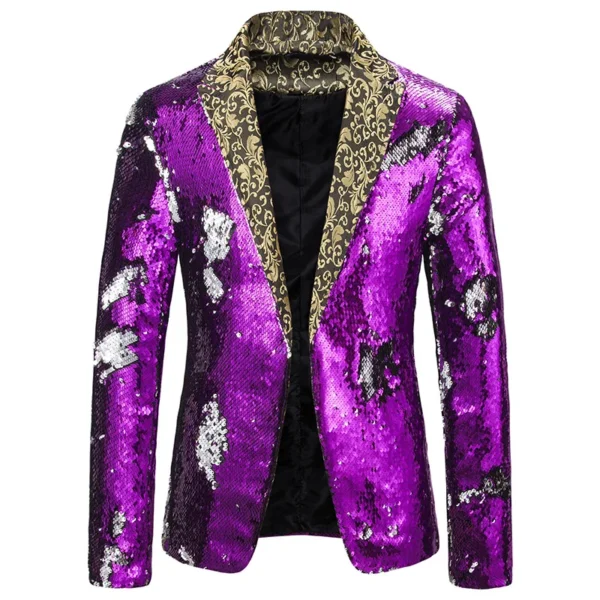 Men Blazer Shiny Sequin Shawl Collar suit Men Wedding Groom Singer Prom Glitter Suit Jacket DJ Club Stage Men suit - Image 10