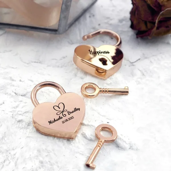 Personalized Engraved Love Heart Padlock Travel Bridge Padlock Couples Gifts Wedding Locks Engraved Valentines Day Gifts