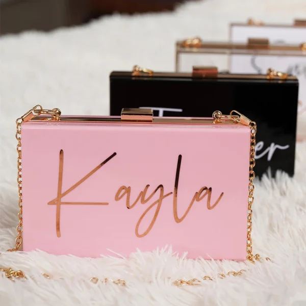 Personalized Acrylic Clutch Bridesmaid Gift Clear Crossbody Makeup Bag Bachelorette Party Favor Wedding Gifts For Guests - Image 3