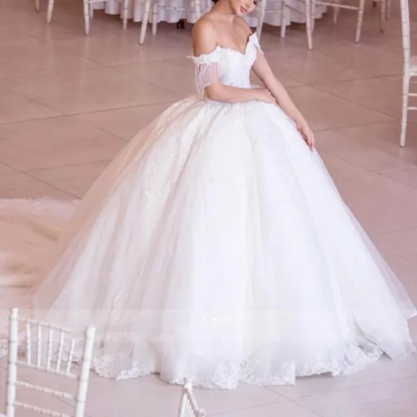 Luxury Beaded Lace Wedding Dresses Gorgeous Off Shoulder Tulle Bridal Wedding Gowns Sweetheart Princess Bridal Dress 2022 - Image 2