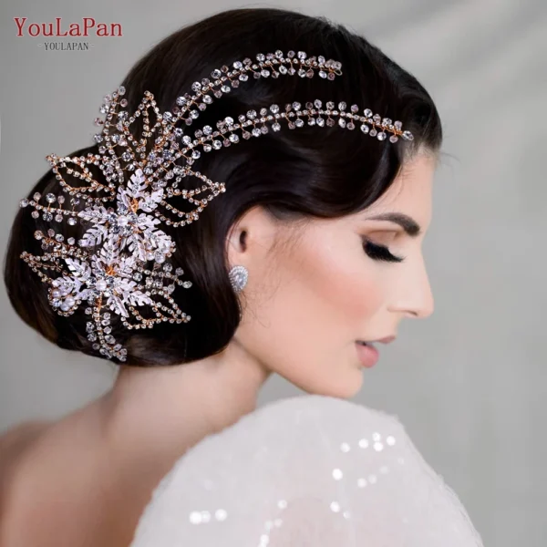 YouLaPan HP254 Wedding Hair Accessories Bridal Delicate Wire Headband Women Headpiece Bridal Handmade Crystal Hair Accessories - Image 4