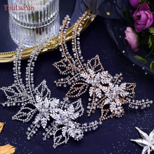 YouLaPan HP254 Wedding Hair Accessories Bridal Delicate Wire Headband Women Headpiece Bridal Handmade Crystal Hair Accessories - Image 2