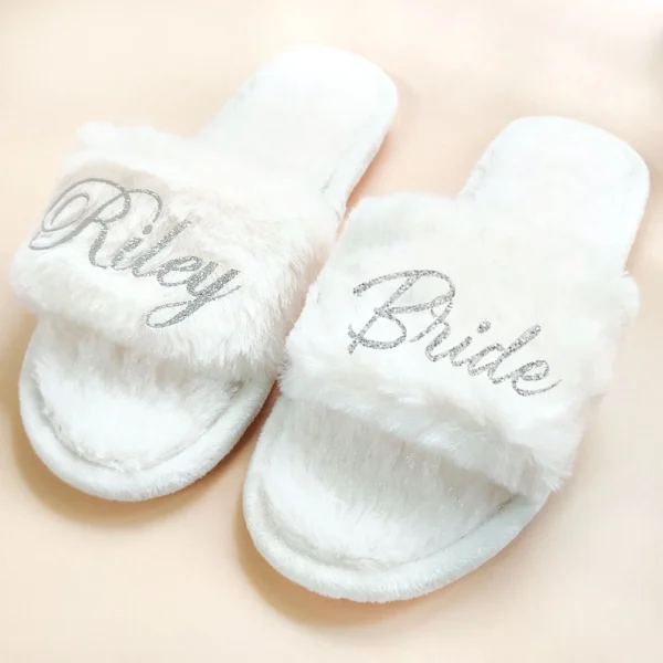 Personalized Wedding Coral Slippers Custom Wedding Bridal Shoes Flat Party Gifts Customized Gift For Guests Ladies Slippers - Image 2