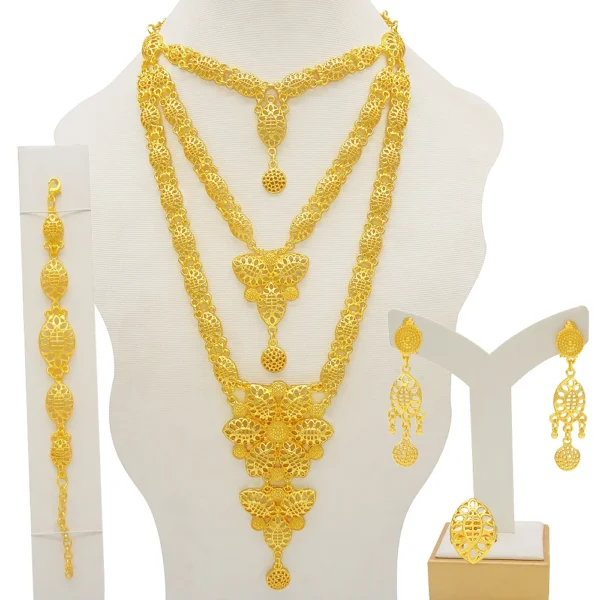 Dubai Jewelry Sets Gold Color Necklace & Earring Set For Women African France Wedding Party Jewelery Ethiopia Bridal Gifts - Image 37