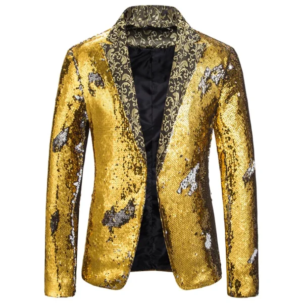 Men Blazer Shiny Sequin Shawl Collar suit Men Wedding Groom Singer Prom Glitter Suit Jacket DJ Club Stage Men suit - Image 8