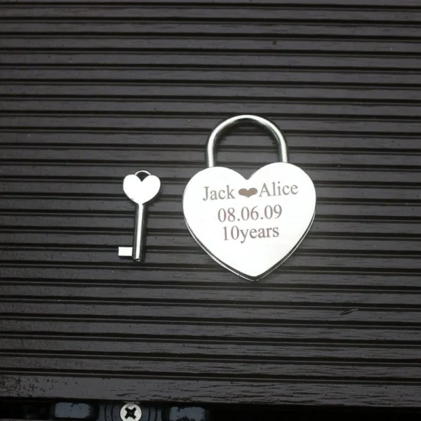 Personalized Engraved Love Heart Padlock Travel Bridge Padlock Couples Gifts Wedding Locks Engraved Valentines Day Gifts - Image 5