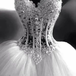 Customized Sweetheart Wedding Dresses Corset Bodice Sheer Bridal Ball Crystal Pearls Beads Rhinestones Tulle Wedding Bridal Gown