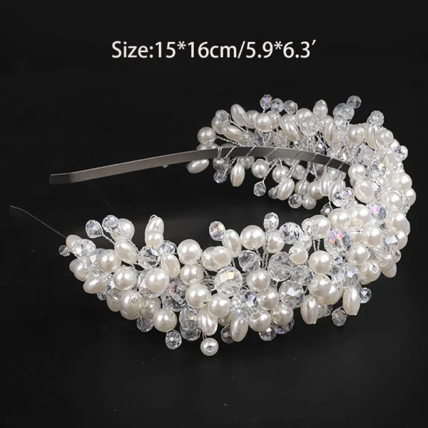 Bridal Tiara Headwear Pearl Crown Princess Wedding Bridal Tiara Pear Crystal headband Wedding Hair Jewelry Bridal Accessories - Image 7