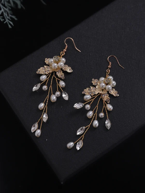 Bridal Earring Handmade Rhinestones Crystal Pearl Accessories Wedding Dangle Earring Bridal Fashion Women Girls drop Jewelry - Image 4