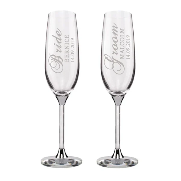 Personalized Champagne Flute Wedding Party Mr and Mrs Champagne Glasses Anniversary Gift for Couple New Years Celebration - Image 7