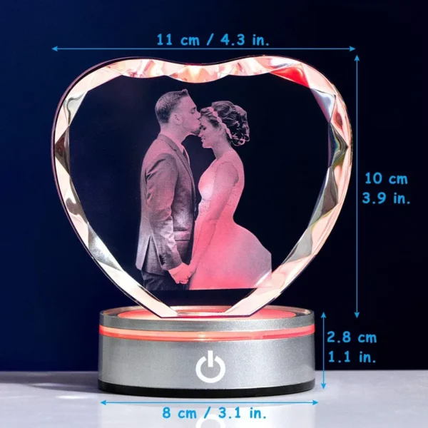 Personalized Crystal Photo Frame with LED Stand 2D Laser Etched Wedding Anniversary Birthday Gifts for Girlfriend Couple Him Her - Image 4