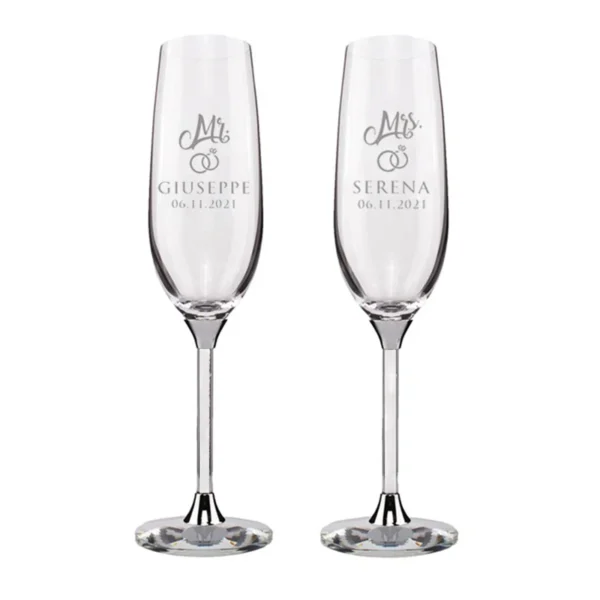 Personalized Champagne Flute Wedding Party Mr and Mrs Champagne Glasses Anniversary Gift for Couple New Years Celebration - Image 10