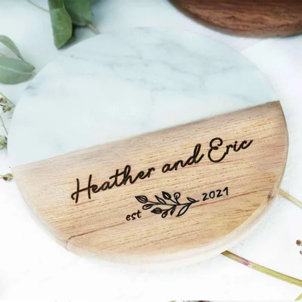 WEDDING FAVORS FOR GUESTS CUSTOM ENGRAVED MARBLE WOOD COASTERS  PERSONALIZED GIFTS COASTER SET CHRISTMAS GIFT wedding favors - Image 3