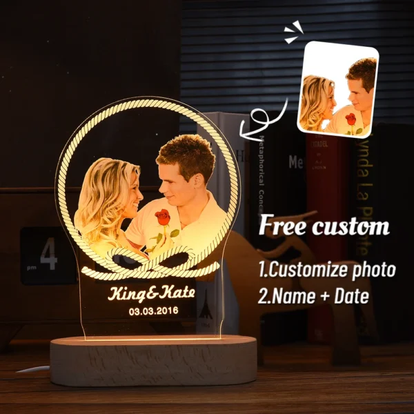 Personalized 3D Photo Lamp Custom Photo And Text Customized Valentine's Day Wedding Anniversary Birthday 3D Night Light Gifts - Image 21