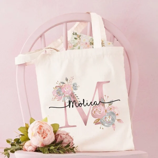 Personalized Bridesmaid Tote Bags Maid of Honor Custom Name  Handbag Bridal Bachelorette Party Gifts Bride Wedding Shoulder Bag - Image 3