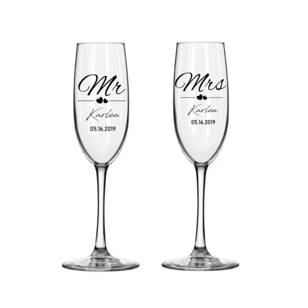 2Pcs Personalized Mrs and Mr Champagne Flute Party Wine Glass Engagement and Anniversary Gift New Years Celebration - Image 15