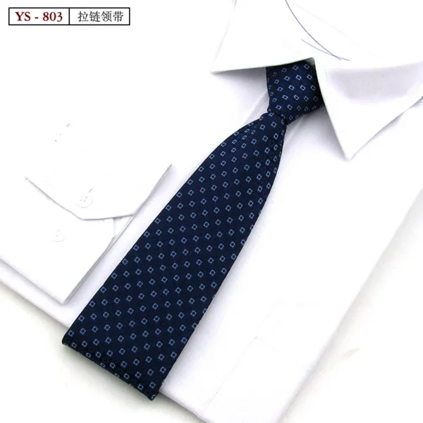 Formal 8CM Korean Zipper Tie for Men's Business Stripe Professional Dress Groom Wedding Tie - Image 34