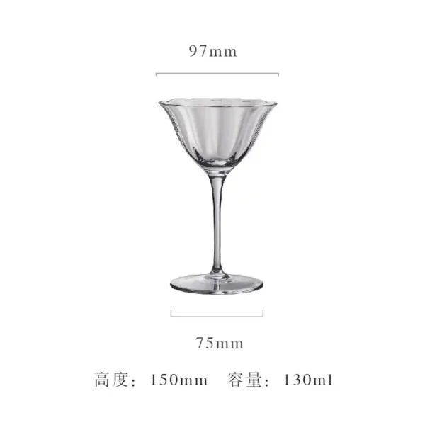 Home Light Luxury Retro Flower Wine Glasses Champagne Cup Set Crystal Goblet Glass Cocktail Glass Martini Cup Ribbed Pink Green - Image 10