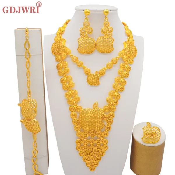 Dubai Jewelry Sets Gold Color Necklace & Earring Set For Women African France Wedding Party Jewelery Ethiopia Bridal Gifts - Image 44