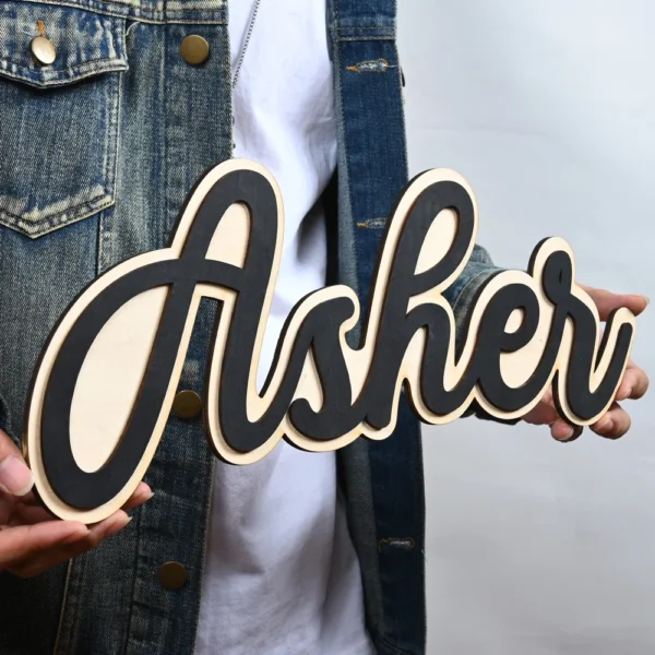 Customized Name Sign Personalized Decorative Wooden Plaque Wedding Nursery Sign Home Decoration Various Colors Font Baby Gifts - Image 9