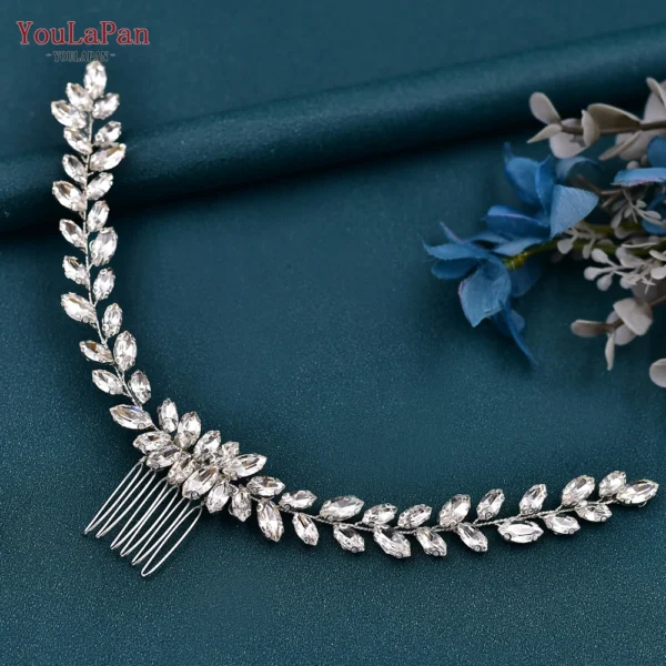 TOPQUEEN Indian Bridal Hair Accessories Alloy Flower Bridal Crowns and Tiaras Silver Hair Pieces Wedding Hair Jewelry HP301 - Image 19