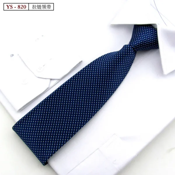 Formal 8CM Korean Zipper Tie for Men's Business Stripe Professional Dress Groom Wedding Tie - Image 28