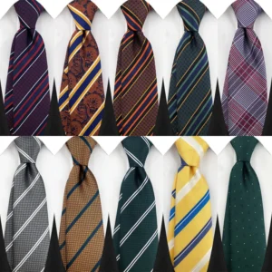 Luxury 8CM Mens Necktie Stripes Striped Tie For Man Groom Jacquard Woven Neck Tie For Business Wedding Party