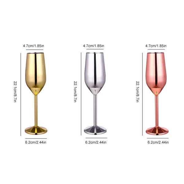 220ml Stainless Steel Champagne Flute Glass Unbreakable Wine Cup Gold Silver Cocktail Glass Metal Flute Home Bar Party Supplies - Image 6