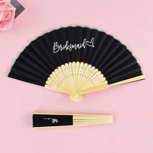 The Bride Hand Fans Bamboo Bridal Foldable Fan Wedding Party Bridesmaid Photo Prop Valentine's Day Gifts Engagement Decor Supply - Image 4