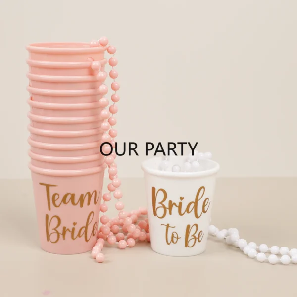 11Pcs Team Bride Drinking Cups Necklace Groom Bride To Be Shot Glasses for Bridal Shower Wedding Bachelorette Party Decoration - Image 2