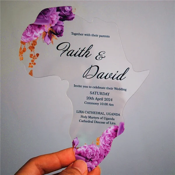 Transparent PVC Wedding Invitation Card, Personalized Printed, Africa Shape, Custom, 10Pcs - Image 2