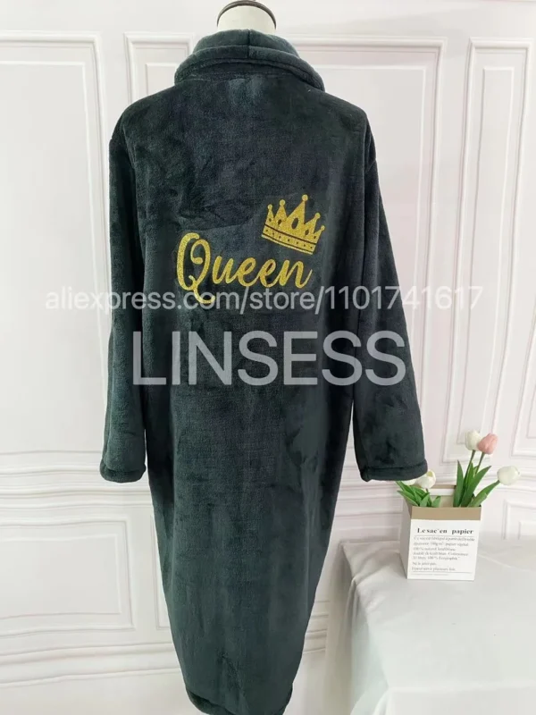 Customized Honeymoon Robes Couples Spa Robes Gift Bride And Groom Gift Mr Mrs Bathrobes Flannel Anniversary King Queen Bathrobes - Image 6