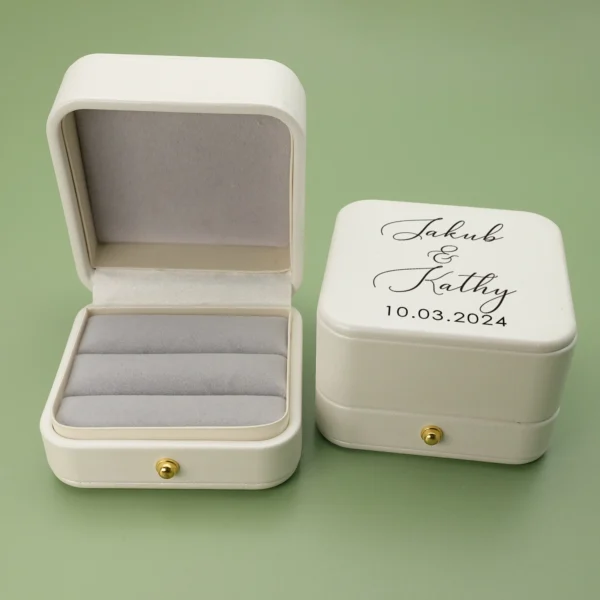 Personalized Wedding Ring Bearer Box Wedding Ring Box Ring Holder Custom Names & Date Proposal Box Engagement Box - Image 3