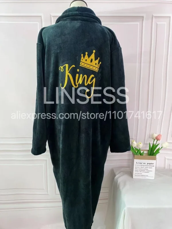 Customized Honeymoon Robes Couples Spa Robes Gift Bride And Groom Gift Mr Mrs Bathrobes Flannel Anniversary King Queen Bathrobes - Image 5