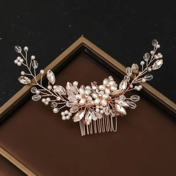 Crystal Rhinestone Flower Pearl Hair Comb Bridal Headband Tiara Hairpin Party Wedding Bridal Hair Accessories Jewelry - Image 3