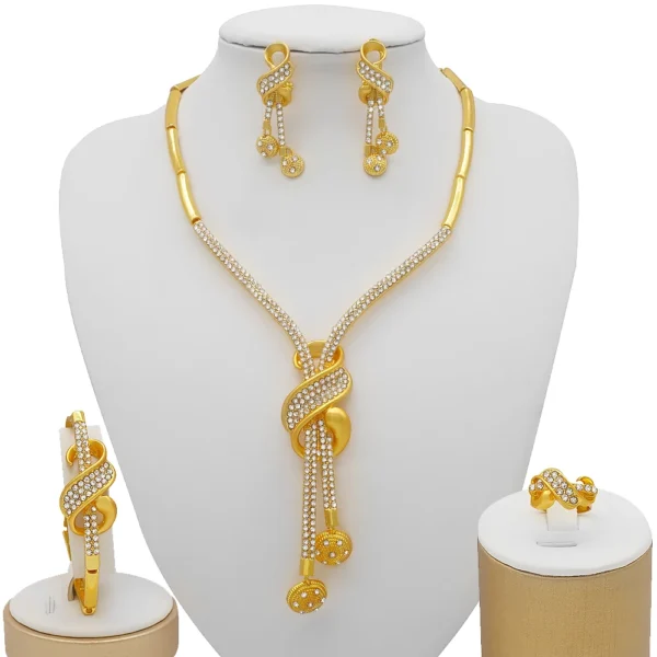 Dubai Jewelry Sets Gold Color Necklace & Earring Set For Women African France Wedding Party Jewelery Ethiopia Bridal Gifts - Image 28