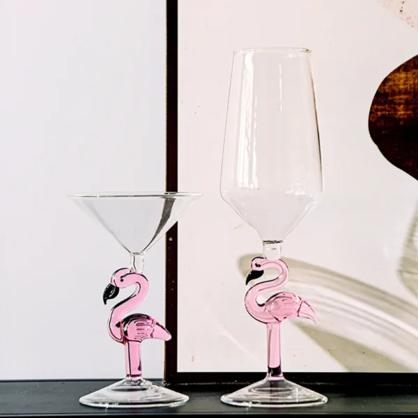 1 Piece Elegant Pink Flamingo Stem Goblet Glass Champagne Flute Martini Cocktail Burgundy Glasses Cup for Bar Party Events - Image 2