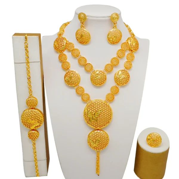 Dubai Jewelry Sets Gold Color Necklace & Earring Set For Women African France Wedding Party Jewelery Ethiopia Bridal Gifts - Image 12