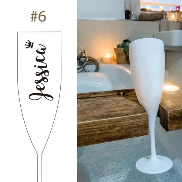 Personalised White Plastic Champagne Flute Wedding Proposal Reception Flutes Bachelorette Party Bride Tribe Gift - Image 9